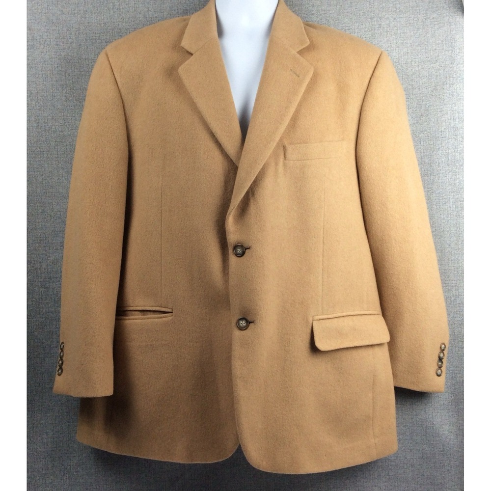Club Room Men's Blazer Jacket 100% Camel Hair Tan 2 Button Size 44R READ